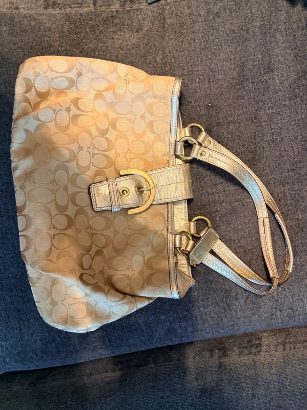 Coach Gold-Tone Signature Jacquard Shoulder Bag